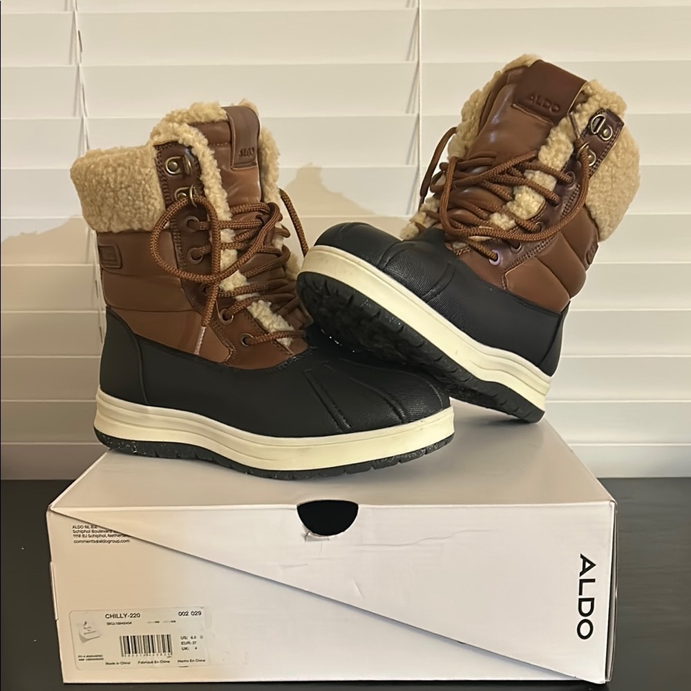 Aldo Brown and Black Winter Boots